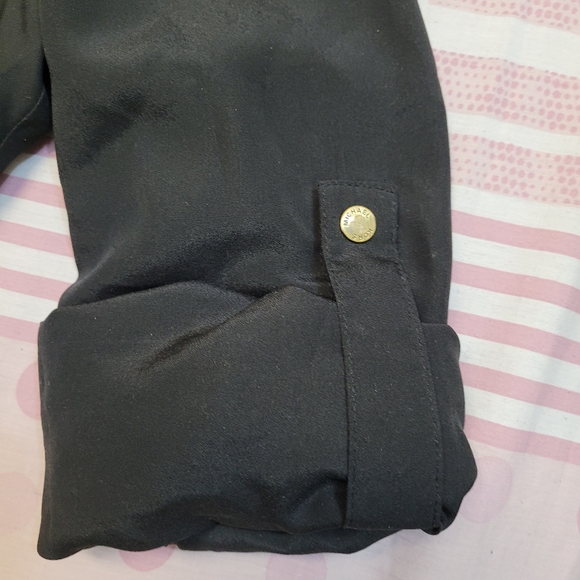 MICHAEL KORS Logo Zip Up Blouse, Black, Size S - Picture 4 of 6